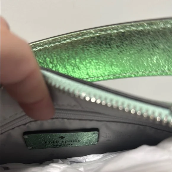 Kate Spade Green and Silver Crescent Shoulder Bag
